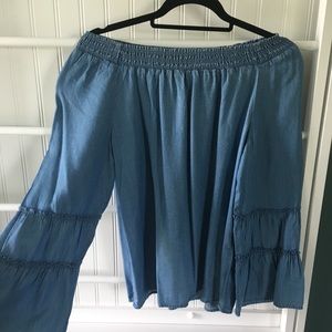 off the shoulder denim top